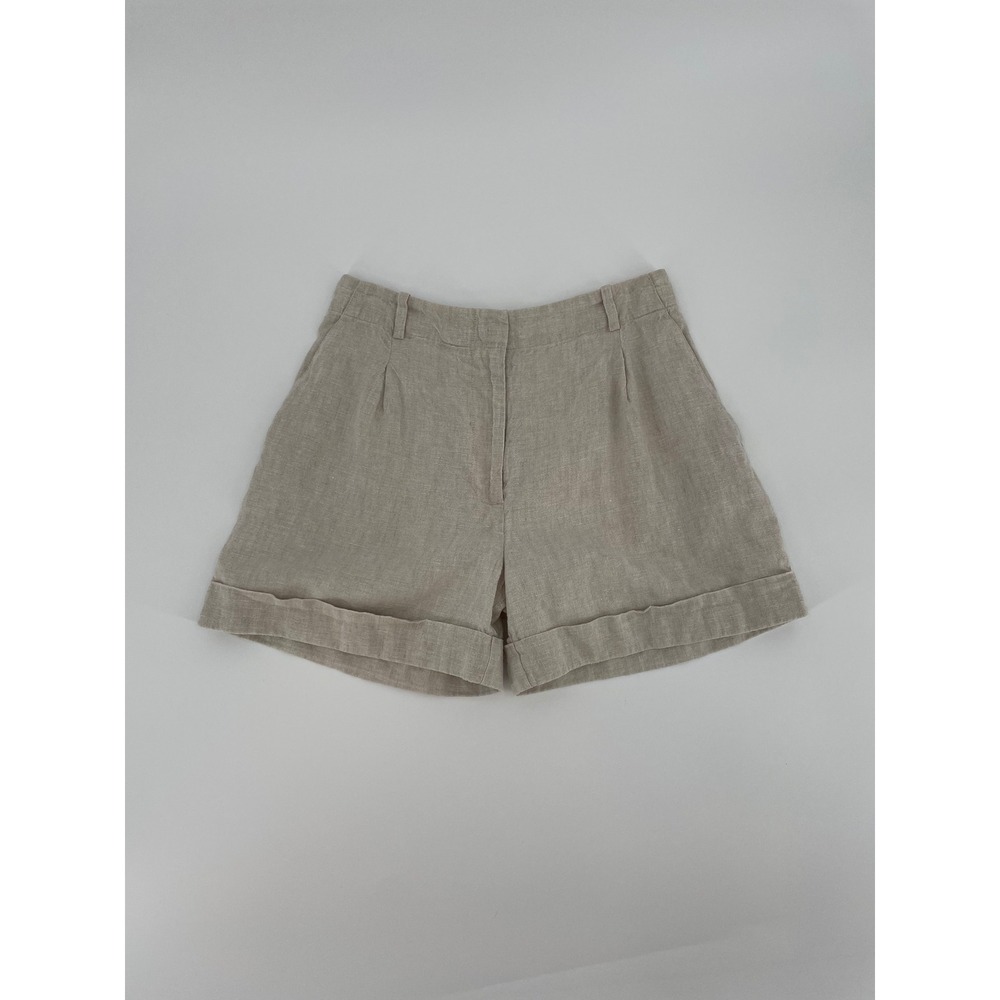 & Other Stories Linen Shorts EUR 36 US 4 Beige Pleated Tailored Coastal